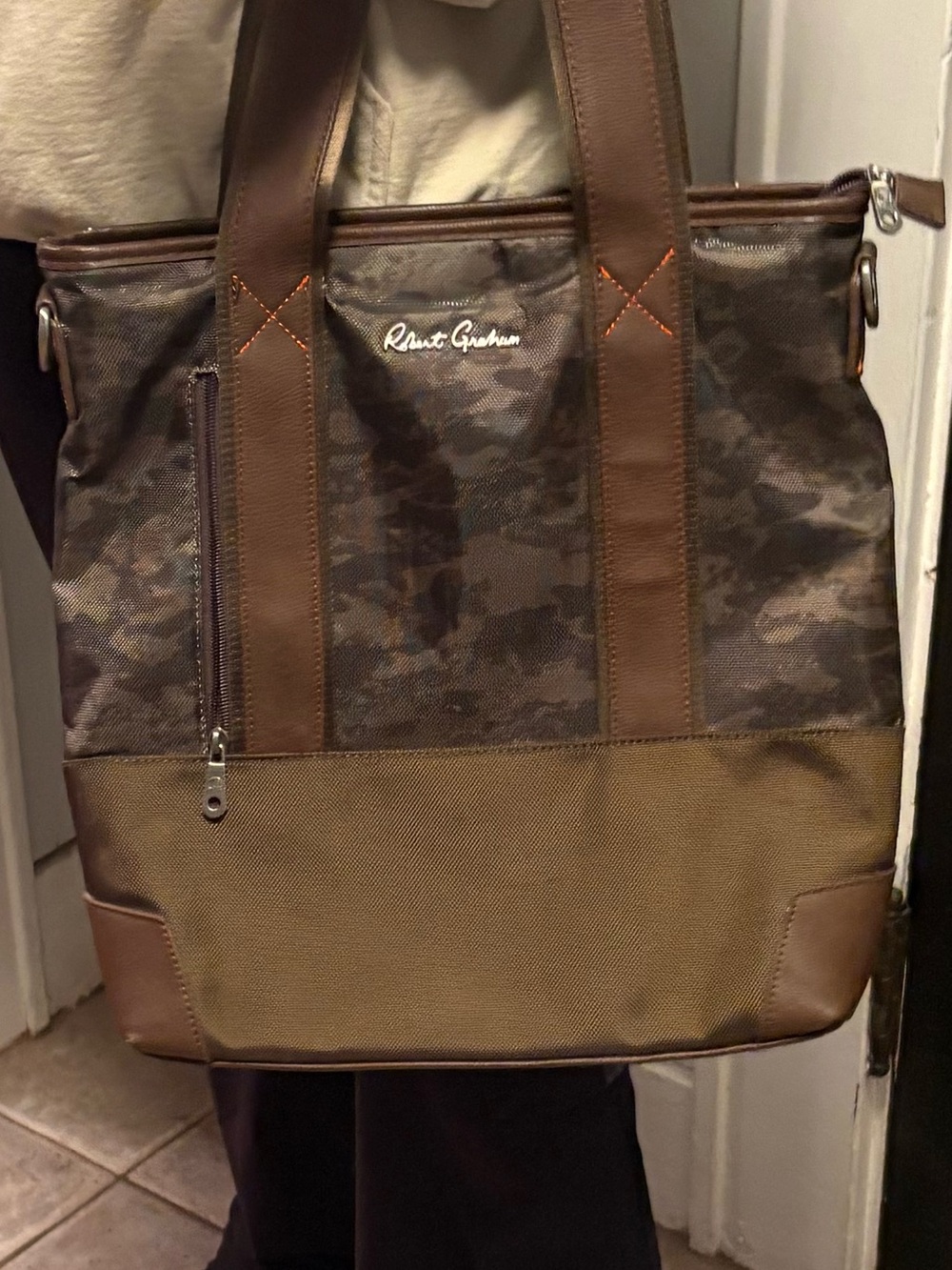 Robert Graham Brown & Olive Camouflage Laptop Tote